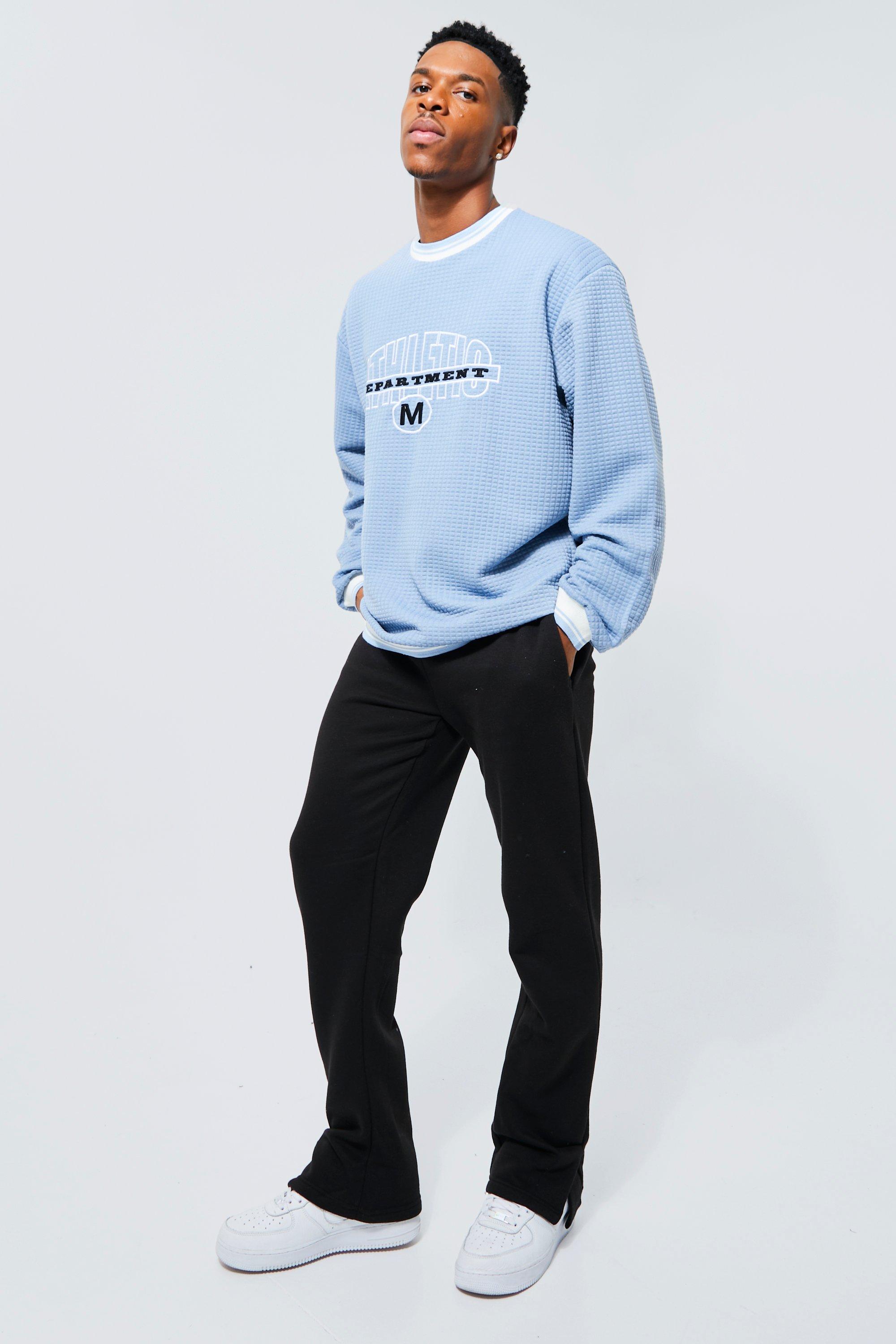 Oversized Rib Heavy Waffle Neck Sweatshirt | boohoo